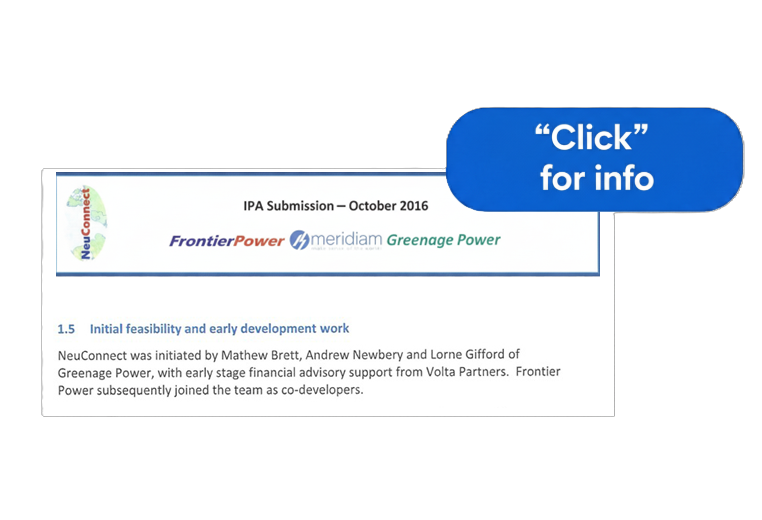 NeuConnect's IPA application to Ofgem October 2016 "NeuConnect was initiated by Mathew Brett, Andrew Newbery and Lorne Gifford ..."